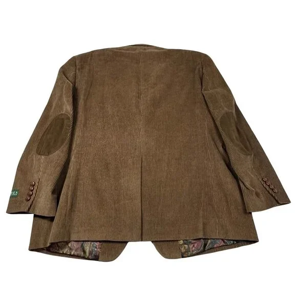 Lauren Ralph Lauren Corduroy Blazer Sports Coat 46R Brown Elbow Patch Heritage